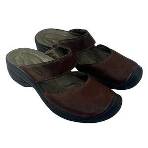 KEEN Saratoga Mules Womens 9 Brown Leather Mary Jane Clogs Comfort Casual Shoes